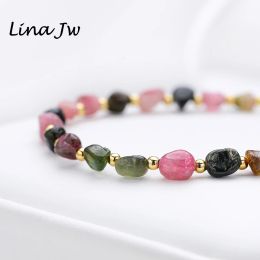 Strands 3*5mm Bracelet Natural Stone Luxury Quality Jewellery for Women Tourmaline Bts Handmade Baroque Party /Wedding Luxury Gift Set