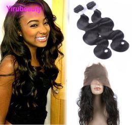 Malaysian Virgin Hair 360 Lace Fontal With 2 Bundles 3 Pieceslot Body Wave Hair Extensions Weaves Pre Plucked2165898