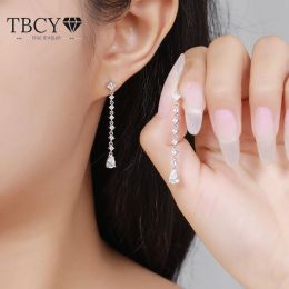 Earrings TBCYD Pear Cut Long Tassel Drop Earrings For Women 925 Sterling Sliver Lab Diamond Dangle Hanging Earrings Fine Jewellery Gifts