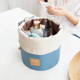 Storage Bags Arrival Barrel Shaped Travel Cosmetic Nylon Bag High Capacity Drawstring Elegant Drum Wash Makeup Organiser