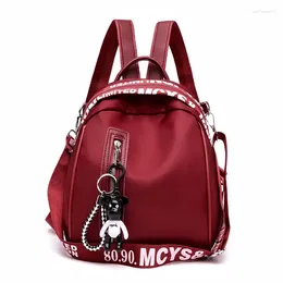 School Bags 2024 Women's Fashion Backpack Solid Colour Oxford Cloth College Wind Bag Travel Trend Shoulder Cute