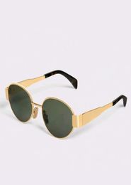 Round Oval Sunglasses Gold Metal Green Lens Women Men Sports Glasses Sonnenbrille gafa de sol With Case8657780