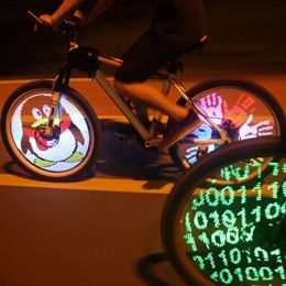 Lights Programmable Bicycle Lights 128 LED DIY Bike Wheel Spokes Light Electric Bike Tyre Lamp Screen Display Image for Night Cycling