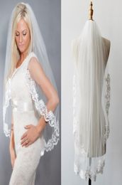 Newest WhiteIvory Elbow Short Veils Appliques Bridal Accessories High Quality In Stock CPA8145595045