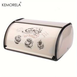 Bins Creativity Bread Storage Box Large Capacity Stainless Steel Bread Cake Dessert Box Seal Container Kitchen Storage Organiser