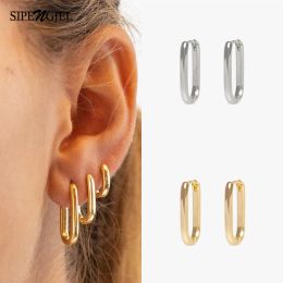 Clips SIPENGJEL Simple Square Circle Hoop Earrings for Women Rectangle Geometric Elegant Ear Buckle Earrings Wedding Jewelry