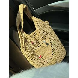 Designer Bag Shoulder Bag Beach Bag Fashion Mesh Hollow Woven Shopping Bags for Summer Straw Tote Bag 143