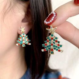 Charm 2023 New Sparkling Christmas Tree Earrings for Women Exquisite Multicolor Zircon Dangle Earrings Holiday Jewellery Girlfriend Gift Y240423