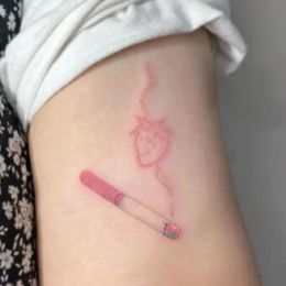 Inks New Pink Strawberry Cigarette Temporary Tattoo Stickers Waterproof Watercolour Fashion Cute Sweet Little Pattern Arm Fake Tattoo