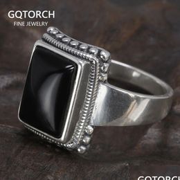 Wedding Rings Solid 925 Sterling Sier Lucifer With Black Onyx Natural Stone Handmade Statement Ring Tv Show Jewellery 240125 Drop Deliv Dh0G3