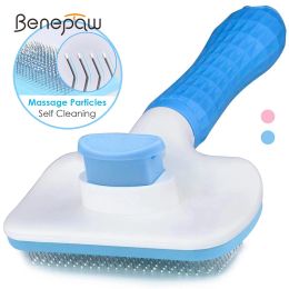 Combs Benepaw Self Cleaning Dog Brush Slicker Massage Particle Pet Comb For Dogs Cat Shedding Mats Tangled Hair Dander Dirt Removing