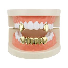 Jewelry grills Vampire Fangs 18K Gold Plated smooth gold teeth hip hop braces for men and women