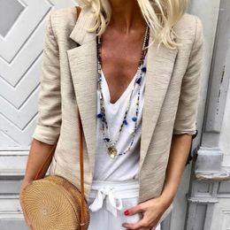 Women's Suits Spring Women Blazer Brand Jacket Made Of Cotton Basic Jackets Khaki Color Long Sleeve Slim Suit Female Small