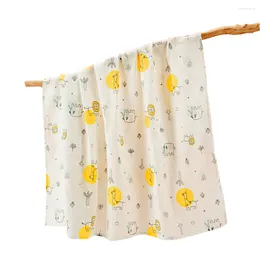 Blankets Bamboo Blanket Summer Baby Stroller Cover Gauze Muslin 110 110Cm Bath Towel Cute Print Born Swaddle Wrap