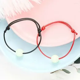 Charm Bracelets Simple Red Rope Bead Bracelet Adjustable Luminous Stone String Braiding Couple For Men Women Wish Jewellery