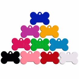 Tags 100Pcs Personalised Dog ID Tags Aluminium Customised Pet Tag For Cats Engraved Cat Tag Bone Dog Collar Pendant