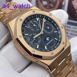 Modern AP Wrist Watch Royal Oak Series 26574OR Rose Gold Blue Dial Perpetual Calendar Back Through Men's Fashion Leisure Business Sports Mechanical Watch