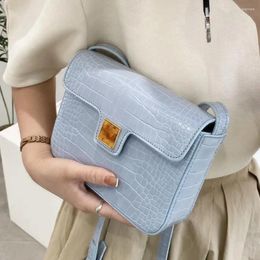 Shoulder Bags Stone Pattern Square Crossbody Bag 2024 Summer PU Leather Women's Designer Handbag Solid Colour Messenger Purses