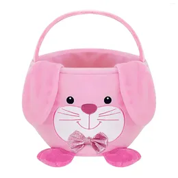 Storage Bags Easter Cute Animal Portable Tote Cloth Basket Plush Bow Ears Bag Kids Holiday Birthday Party Favour Candy Gift