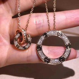 Luxury Necklace online store Kajia Pai Version Pancake Full Sky Star Necklace Womens 925 Silver Full Diamond Love Collar Chain Fashion Trendy Round Pendant