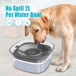 Feeding 2L / 70oz Antisplash Dog Water Bowl No Spill Slow Drinking Bowl Water Dispenser For Dogs Cats Large Capacity Pet Drinker