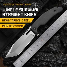 Field High Hardness Cutting Knife, EDC Convenient Multi-function Straight Knife, Fixed Blade, Suitable for Hiking, Fishing, BBQ