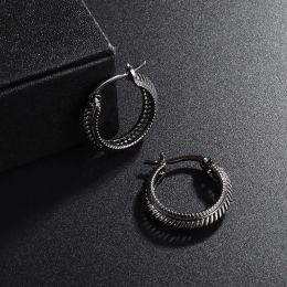 Earrings Exquisite Retro Punk Black Small Circle Hypoallergenic Copper Earrings Men Women Trend Casual Party Jewelry Circle Earrings