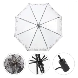 Umbrellas Fully Automatic Folding Umbrella Parasol Open Close Small Transparent