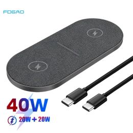 Chargers 40W Wireless Charging Pad for iPhone 14 13 12 11 XS XR 8 Airpods Pro 3 Dual 20W Type C to C 2 in 1 Fast Charger Dock Station