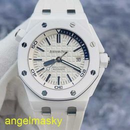 Ladies' AP Wrist Watch Royal Oak Offshore Series 15707CB White Ceramic Mens Watch with Blue and White Colour Matching Automatic Mechanical Watch 42mm