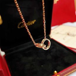 Luxury Necklace online store Seiko with Steel Seal Card Home Double Ring Necklace Female Set with Diamond Ring Buckle Light Luxury Small and Unique Collar Chain Fema