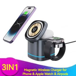 Chargers 15W Foldable Magnetic Wireless Charger for Iphone 12 13 14 Pro Max Night Light Portable Charging Station for Airpods Apple Watch