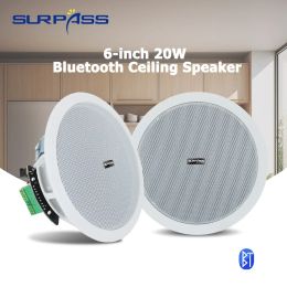 Speakers 6inch 20W Moistureproof Ceiling Speaker Built In Digital Class D Amplifier Bluetoothcompatible Active Speaker for Indoor Audio