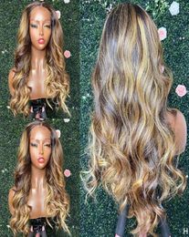 Silk Top Highlight Honey Blonde Full Lace Human Hair Wigs Natural Hairline Glueless Wavy Golden Pervuian 360 Frontal Headband3686862