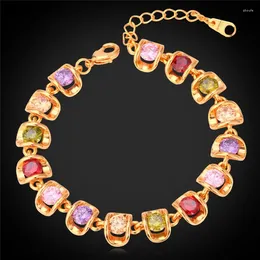 Charm Bracelets For Women Cubic Zircon Jewellery Gift Fashion Yellow Gold Colour Crystal Bracelet H841