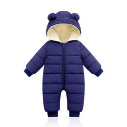 Coats Baby Clothes Newborn Boys Girls Onepiece Romper Autumn Winter Thickened Hooded Jumpsuit Infant Zipper Warm Down Cotton Outwear