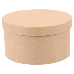 Storage Bags Round Gift Boxes Cake Kraft Paper Small 14X14X7.5CM Candy Holder Khaki Portable Cookies