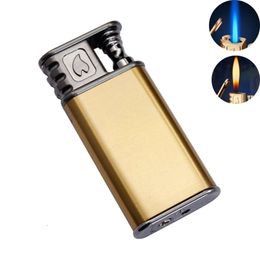 Torch Lighter Double Flame Switchable Lighter Metal Creative Refillable Butane Without Gas Lighter Cigarette Accessories