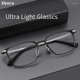 Sunglasses Frames Xbora Ultra-Light Fashion Men's Square Glasses Luxurious Pure Titanium Large Size Optical Prescription 87011