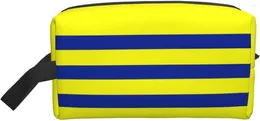 Storage Bags Yellow And Blue Stripes Makeup Bag Cosmetic For Women Travel Organiser Cute Case Purse