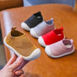 Flat shoes Baby Boys Casual Shoes Toddlers Girls Sneakers Stretch Fabric Kids Shoes Slip-on Soft Anti-skid Children Breathable Baby Flats Y240423