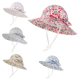 Hats Baby Girls Sun Hat Infant Toddler Floral Summer Bowknot Wide Brim Outdoor UV Protection Beach Caps Kids Play Bucket