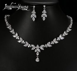 Luxury Crystal Zircon Wedding Jewellery Sets for Women White Gold Colour African Jewellery Sets Water Drop Earrings Necklace Set AS56 28297840