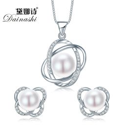 Necklaces Top Quality Trendy Cross 925 Sterling Silver Jewelry Sets Pendant Necklace & Earring Big Pearl Pendant Earrings For Women Gift