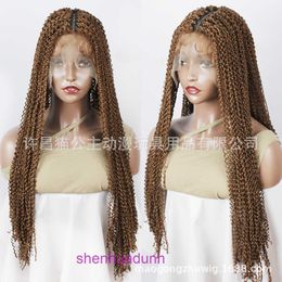 9 * 6 front lace synthetic fiber high-temperature silk full hand crochet foam face curved multi-color American wig