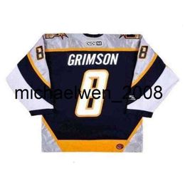 Kob Weng Mens Women Youth Custom STU GRIMSON 2001 CCM Turn Back Hockey Jersey Goalie cut Top-quality Any Name Any Number