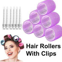 Irons 12/13pcs Magic Self Grip Hair Rollers with Clips Hair Curlers Heatless Jumbo Hair Bangs Volume Hook & Loop Styling Tools