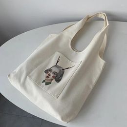 Shopping Bags Large Capacity Shoulder Shopper Casual Canvas Letter Fashion Harajuku Print Handbags Travel Bookbag Y2k Women's Bag