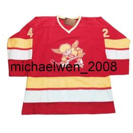 Kob Weng custom hockey jersey size XXS S-XXXL 4XL XXXXL 5XL 6XL 1976 Red Fighting Saints Customised Hockey Jersey WHA