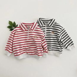 Tops Autumn Long Sleeves Tshirt Baby Fashion Striped Tops Girl Cute Bear Shirt Boy Comfortable Allmatch Cotton Tees